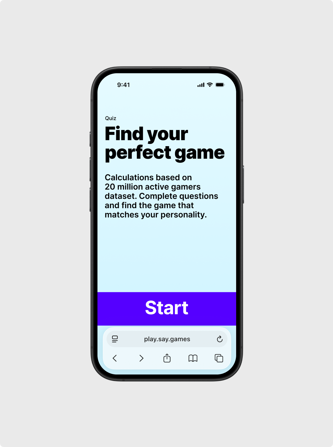 Светлый стартовый экран квиза SayGames